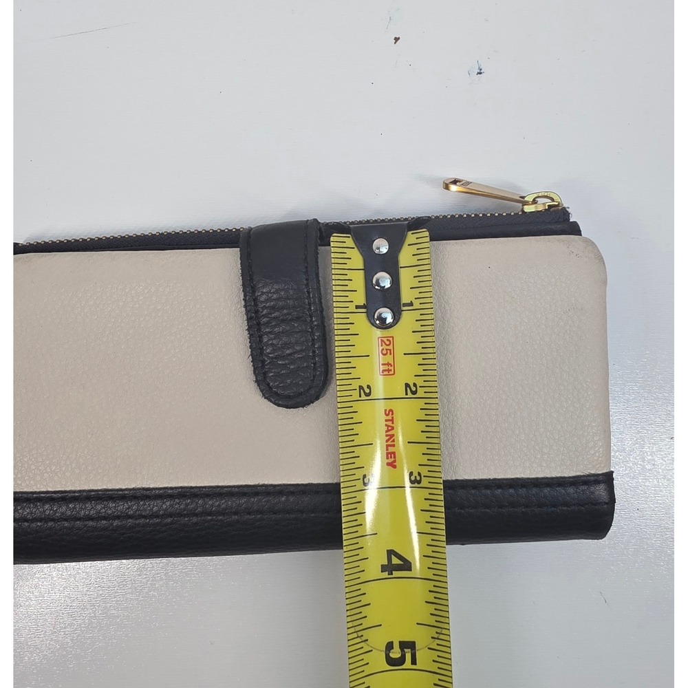 Fossil Logan Tab Clutch Wallet Cream Black Pebbled Leather Bifold SL7830 - Picture 6 of 6